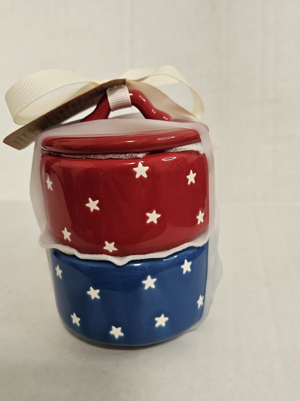 Rae Dunn Salt & Pepper Ceramic Stackable Set - Red & Blue - Picture 3 of 7